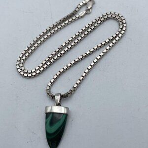 925 box chain pendant Malachite necklace 16.7grams